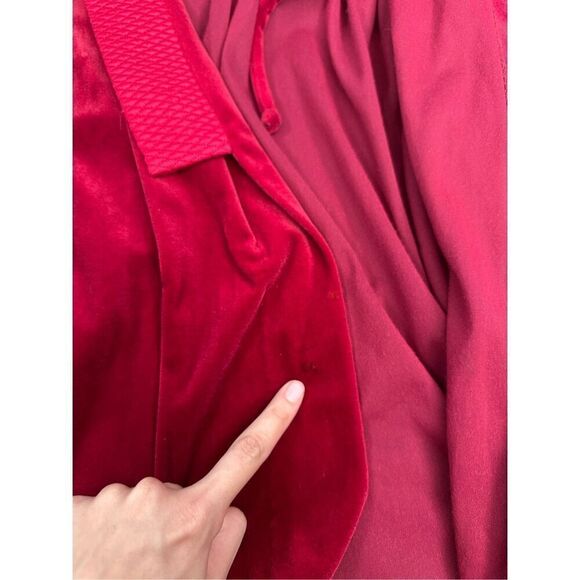 Vintage Christian Dior Red Long Bath Robe Arnel Blend Tie Front USA Made Size S - Picture 12 of 16